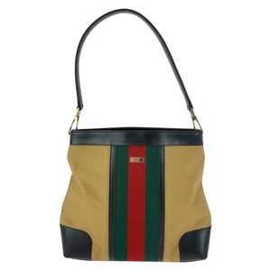 GUCCI Web Stripe 001 4231 Bolso de Hombro Bolso de Hombro Beige Rojo Verde Lona GG - Imagen 1 de 10