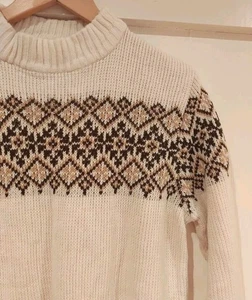 Vintage St Michael Creme Braun Nordic Pullover Acryl Größe 40" Brustumfang 1990er LESEN - Bild 1 von 14