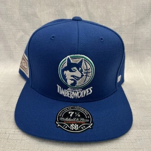VTG Mitchell & Ness Minnesota Timberwolves fitted hat size 7 1/8 BLUE - Picture 1 of 6