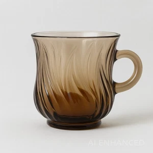 Tazza da caffè in vetro corteccia marrone con manico arrotondato labbro svasato usata in ottime condizioni anni 70 - Foto 1 di 9