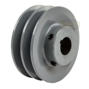 4.25" Dual Groove Pulley Belt A Section 4L with 7/8" Sheave Bushing Cast Iron - Picture 1 of 6