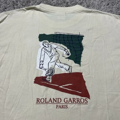 Винтажная футболка Roland Garros XL кремовый теннис 1990-е французский открытый флаг Париж - Изображение 1 из 4