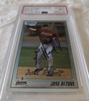 2010 年 Bowman Chrome 第 1 代 Jose Altuve 签名 PSA 太空人队亲笔签名 RC — 第 1/3 张图片