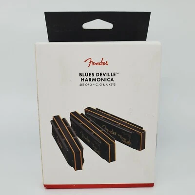 Juego de 3 - Armónica Fender Blues DeVille en Teclas de Do, G y A - Con Estuche Foto 1 de 4