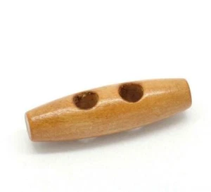 6 Toggle Wooden Buttons - Light Brown Finish - 4x1.2cm (1 - Picture 1 of 4