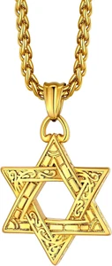 18K Gold Plated Star of David Necklace for Women Men Pendant Jewish Jewelry Gift - Picture 1 of 7