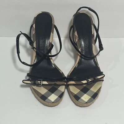 Sandalias de cuña alpargata a cuadros Nova charol Burberry talla 40 Foto 1 de 4