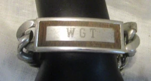ID Armband Speidel silberfarben Metall Holz Akzente Vintage Initialen WGT - Bild 1 von 10