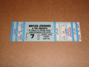 Waylon Jennings & Crickets 1979 Lubbock, Texas complete Concert Ticket - Imagen 1 de 1