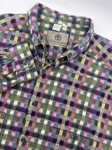 Vintage Territory Ahead Checkered Print Shirt Long Sleeve Mens Size 2XL XXL Tall - Picture 1 of 14