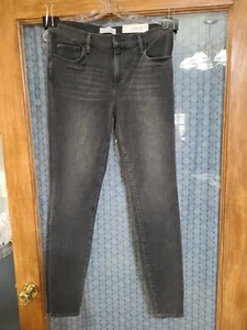 Loft Womens Size 28 / 6 Skinny Crop Jeans Stretch Ankle Black Dark Wash Mid Rise - Picture 1 of 12