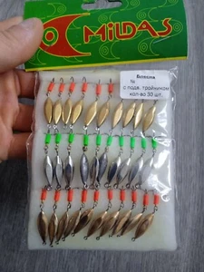 Lote de 30 piezas cuchara vertical con triples ganchos plantillas invierno señuelos de pesca en hielo - Imagen 1 de 16