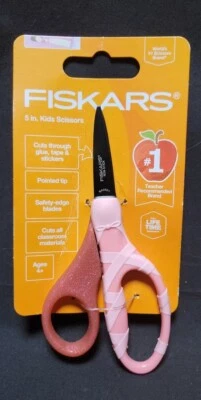 Fiskars 5" Pointed Tip Safety-Edge Kids Scissors Ballerina Pink Glitter - Image 1 of 3