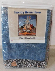 Walt Disney World Tapestry Woven Throw Blanket Mickey Minnie Castle 50" x 60" - Picture 1 of 3