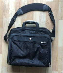 Targus Black Padded Laptop Messenger Shoulder Bag Brief Case Multi-Pocket VGUC - Picture 1 of 12