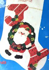 15" Titan Christmas Stocking Kit 95143 Santa Joy Felt Sequins Applique