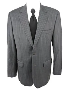 BROOKS BROTHERS Custom Tailored 42L Gray Striped 2 Btn Wool Vented Suit Jacket - Picture 1 of 12