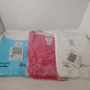 Lot of 3 Only Necessities Womens RN 88842 Sz 3X Short Sleeve Aqua Magenta White - Picture 1 of 8