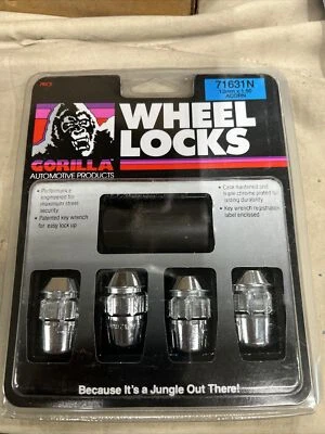 全新 Gorilla 车轮锁 71631N 12 毫米 x 1.50 4 件套 带钥匙橡子 — 第 1/2 张图片