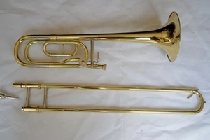 Funion Bass Tuning Posaunen Set Bb/F Schlüssel gelb Messing Korpus Goldlack mit Koffer - Bild 1 von 9