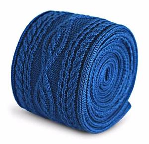 Frederick Thomas Knitted Silk Mens Tie - Royal Blue - Cable Knit Plain Skinny - Picture 1 of 3