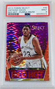 Anthony Davis 2013-14 Panini Select Red Hot Purple Prizm /99 PSA 9 