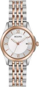 Reloj de vestir para mujer Bulova 98M125 dos tonos esfera blanca sin trapear - Imagen 1 de 4