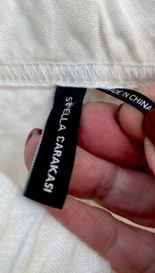 STELLA CARAKASI White Linen Tuck Pleated Wait & See Skirt Elastic Waist Lined L - Picture 1 of 7
