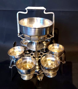 SERVICE A CREME GLACEE SORBET OU DESSERT  ART DECO METAL ARGENTE VELLER 1920-30 - Imagen 1 de 15