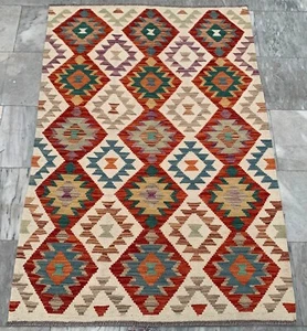 Afghan Kilim Flat Weave Kilim,Multicolor Kilim Chobi Kilim 3x5 ft Free Ship - Picture 1 of 9
