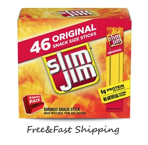 Slim Jim Snack-Sized Smoked Meat Stick Original Flavor 0.28 Oz 46 CT New - Picture 1 of 1