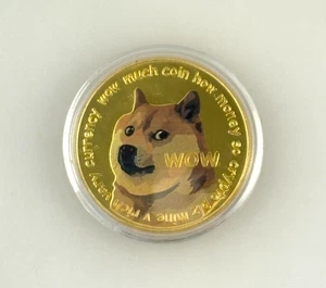 Moneda Dogecoin tono dorado monedas conmemorativas lindas criptomonedas perro recuerdo moneda ficha - Imagen 1 de 5