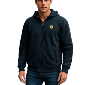 Puma Ferrari Hooded Mens XXL Black Scuderia Racing Race Zip Sports Sweatshirt - Picture 1 of 11