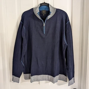 Fusion FX Herren 1/4 Zip Pullover Sweater XTRA LARGE Preppy Freizeit Navy Blau - Bild 1 von 7