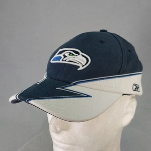 Vintage Seattle Seahawks Mütze Kappe Riemen hinten marineblau Reebok Pfeilkrempe NFL VERBLASST - Bild 1 von 23