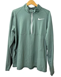 Nike Running Core Mens XL PRE-OWNED 1/4 Zip Top DRI-FIT Thermal Shirt Green - Picture 1 of 15