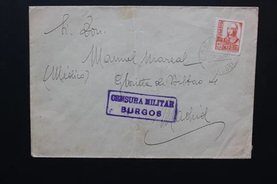 1937? SCW EMPRESA ESPAÑOLA GUERRA CIVIL CUBIERTA CENSURADA DE BURGOS A MADRID Foto 1 de 2