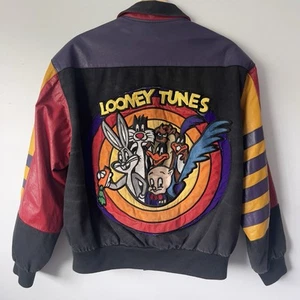 Vintage 1992 Jeff Hamilton Looney Tunes Leather Jacket Small 90s Cartoon Art - Picture 1 of 12