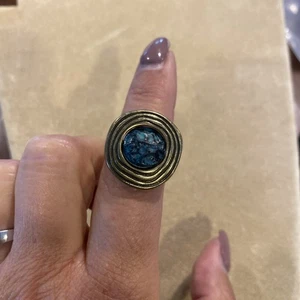 Anello reversibile Flip It turchese e argento spazzolato tono oro misura 8,5 - Foto 1 di 5