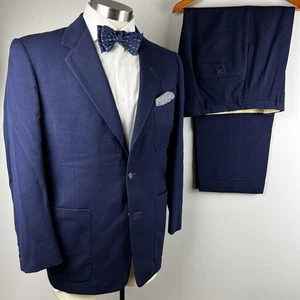 TRUE VTG 50s Varsity Town 38S bold blue wool 2pc suit 30 x 28 pants talon zip - Picture 1 of 21