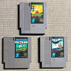 Nintendo NES Sports Game Lot (3): Baseball, 10-Yard Fight, Slalom- 5 Screw