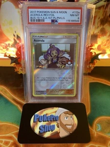 2017 Sun & Moon Burning Shadows Acerola 112a Pokemon League 1st Place - PSA 8 - Picture 1 of 3