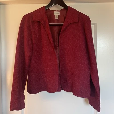 Chicos Women’s Red Silk Jacket/Blazer Size 1 Whimsigoth/Goth/Holidays - Image 1 of 4