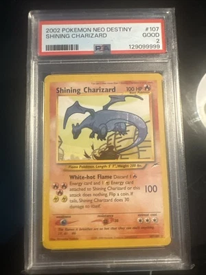 2002 Pokémon TCG Shining Charizard Neo Destiny Holo PSA 2 Good #107 - Image 1 of 4