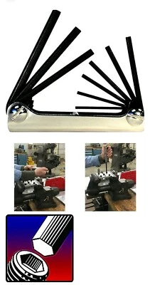 American Made Steel Handle Fold-up Hex Key allen wrench  9pc set SAE Inch Sizes - Image 1 of 2