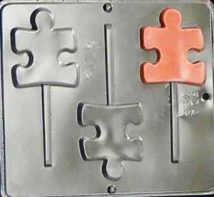 AUTISM SYMBOL / JIGSAW PUZZLE  CHOCOLATE LOLLIPOP MOULD  3 CAVITY  - Picture 1 of 1