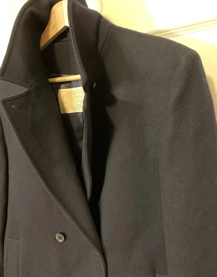 Abrigo Pendleton Vintage Mujer Talla 12 Lana Virgen Azul Doble Pecho Foto 1 de 4