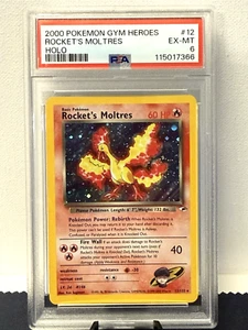 Pokemon TCG: 2000 Gym Heroes Unlimited Rocket's Moltres 12/132 Holo Rare PSA 6 - Picture 1 of 4