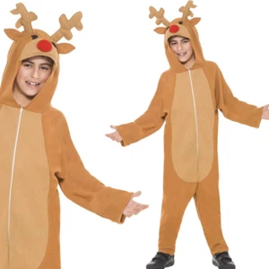 Rudolph Reindeer Costume Kids Christmas Fancy Dress Outift 4 - 12 Years - Picture 1 of 4