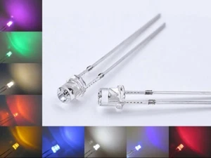 LED 3mm Zylinder klar Flachkopf LEDs zylindrisch flach Flat 10 20 50 100 Stück - Bild 1 von 22